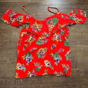Off the shoulder floral shirt